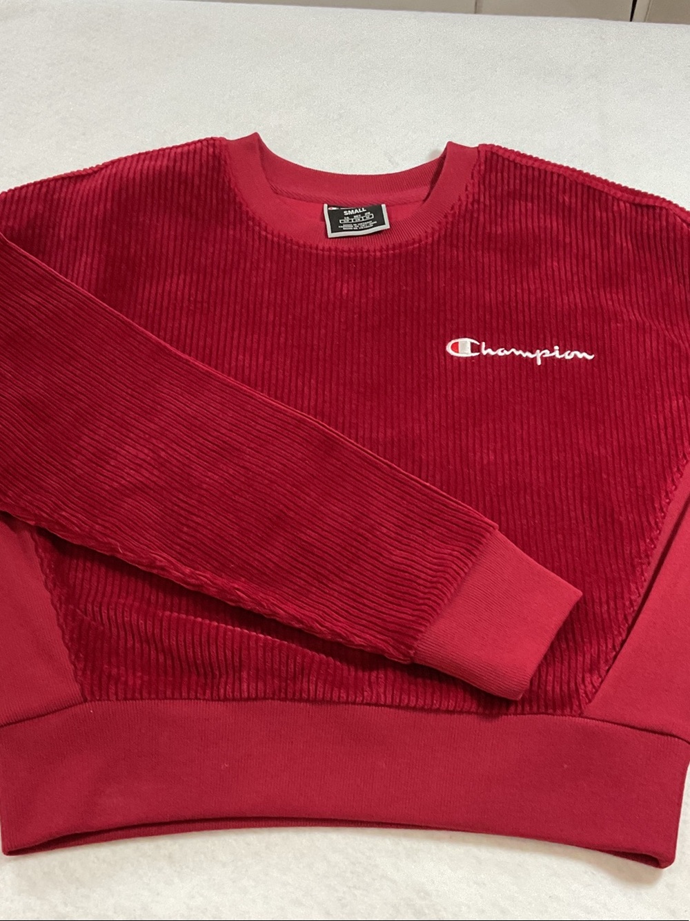 Champion Burgundy Corduroy Cropped Sweatshirt